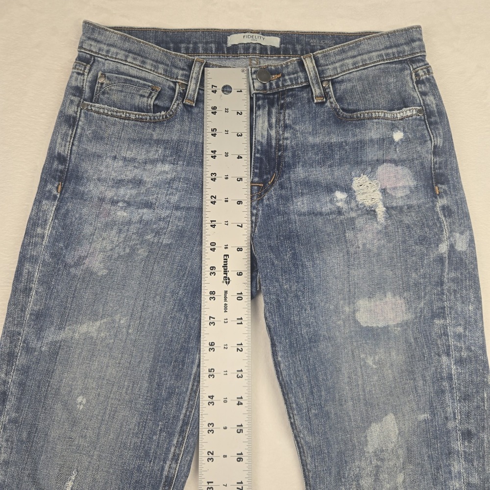 Fidelity Denim Jeans Womens 26 Axl Crop‎ Girlfriend Jean Painterly Distressed - Picture 6 of 11
